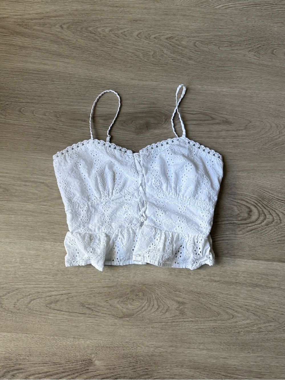 wild fable White Eyelet Lace Peplum Cami